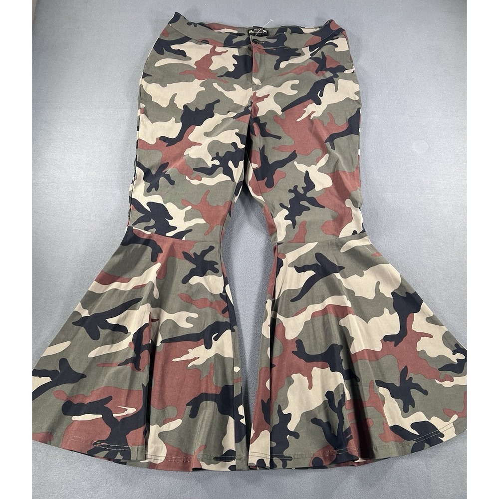 Like An Angel 2X Camo Stretch Bell Bottom Super Flare High Stretch Pull On Pants
